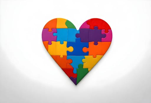 AI generated of heart of pride month, autism colorful puzzle piece