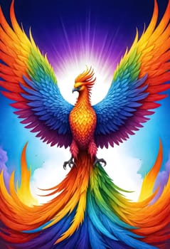 AI generated of the phoenix is a colorful bird with wings spread out