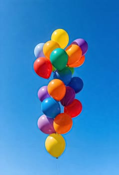 AI generated of a bunch of colorful balloons is flying in the sky