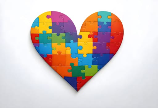 AI generated of a heart shaped puzzle piece made of colorful pieces