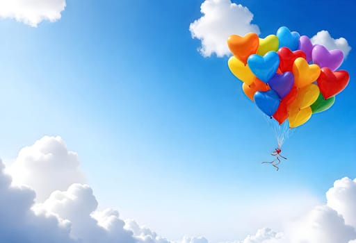 AI generated of a colorful balloon floating in the sky