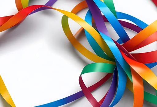 AI generated of a bunch of colorful ribbons with different colors on white background