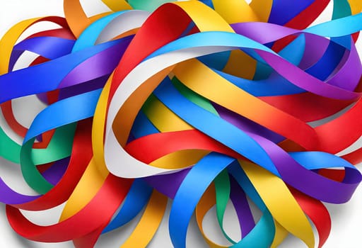 AI generated of a bunch of colorful ribbons on a white background