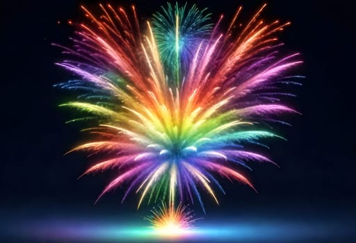 AI generated of a colorful fireworks display with a rainbow of colors