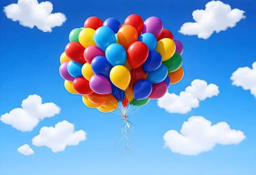 AI generated of a bunch of balloons is floating in the sky
