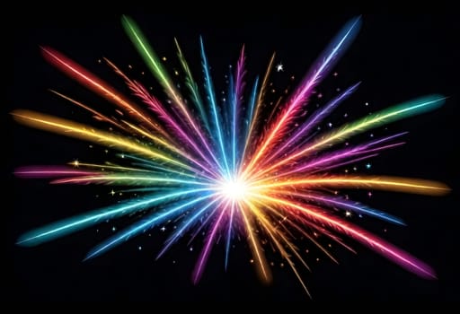 AI generated of colorful fireworks on black background