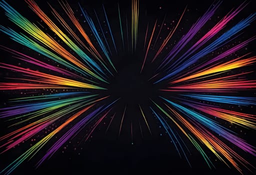 AI generated of a black background with a rainbow colored burst of light