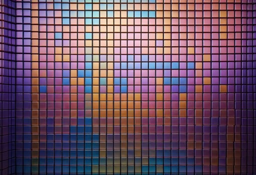 AI generated of a colorful mosaic wall with a square pattern