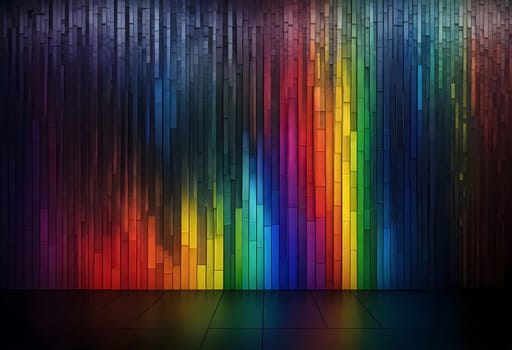 AI generated of a rainbow colored wall with a black background