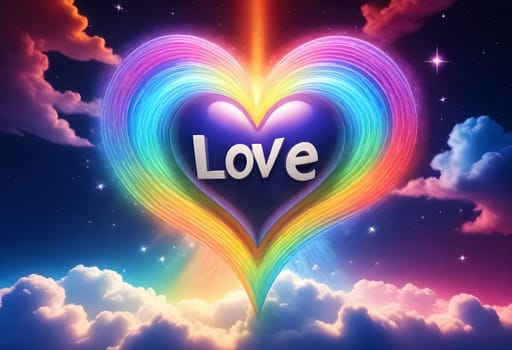 AI generated of a rainbow in the sky with the word love on it
