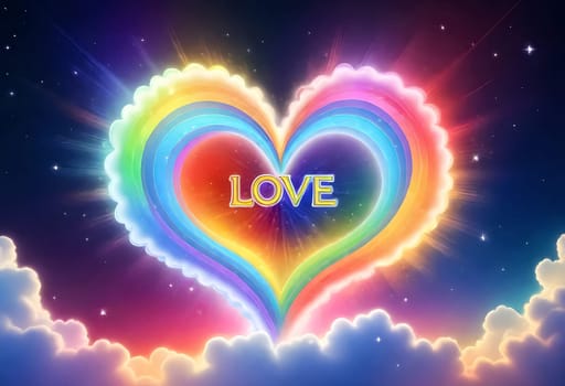 AI generated of rainbow heart love wallpaper