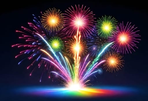 AI generated of fireworks display for a pride month, pride day, new year's eve celebrations
