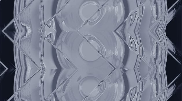 Abstract grey geometric futuristic glossy glass pattern on a black background.