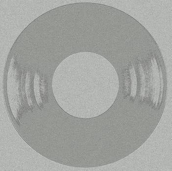 Abstract layout of a gray vinyl record highlighted on a gray rough background by a clipping contour