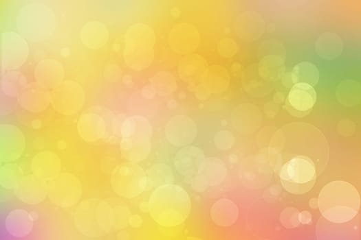 Colorful party invitation background. Abstract pastel yellow pink texture with blurred bokeh lights and soft color circles. Beautiful backdrop for design of invitation for various holidays. Card concept.