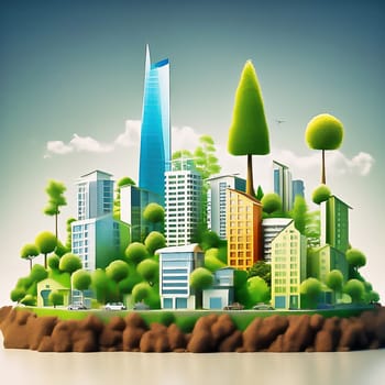 Green technology. Eco house of the future. Renewable energy implemented in architecture. AI generated image