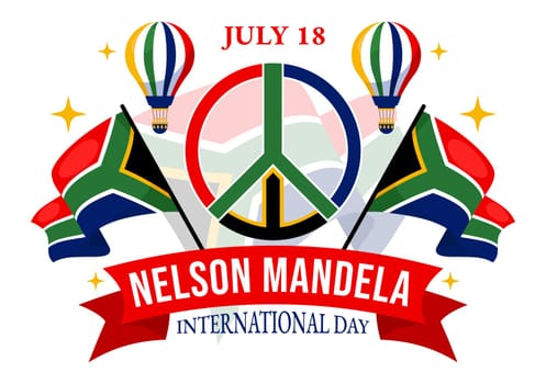 Happy Nelson Mandela International Day Vector Illustration on 18 July with South Africa Flag and Ribbon in Flat Cartoon Background Design