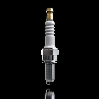 Spark plug isolated on black background 3d render