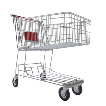 Empty shopping cart isolated on white background. 3d render