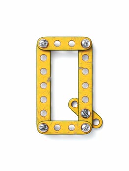 Aged yellow constructor font Letter Q 3D rendering illustration isolated on white background