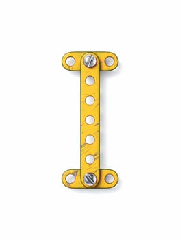 Aged yellow constructor font Letter I 3D rendering illustration isolated on white background