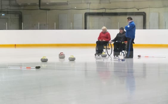 Russia, Volgodonsk - January 18, 2015: Curling. Club curling fans. Curling Club curling fans