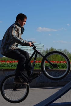Russia, Volgodonsk - June 30, 2015: Bicycle riding. Cycling the sport accessible to all