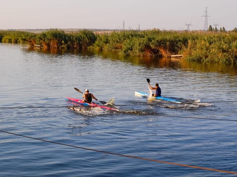 Russia, Volgodonsk - June 10, 2015 Swim kayaking Swimming competition kayak