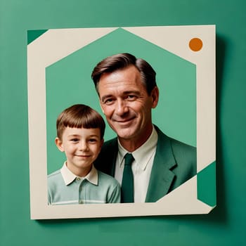 AI generated of a picture of a man and a boy that is on a green background