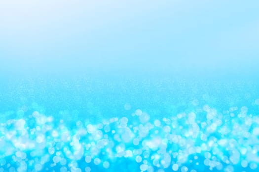 Abstract underwater illustration. Beautiful abstract gradient turquoise blue white lightening bokeh circles background texture from unterwater bubbles. Beautiful blue pastel backdrop.