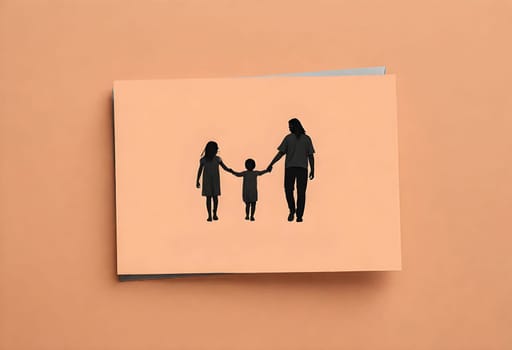 AI generated of a drawing of a family holding hands with a man and a child holding hands on card