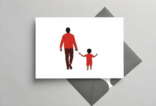 AI generated of a man and a child holding hands and walking in a frame