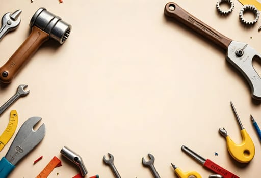AI generated of a playful card design featuring carpentering tools
