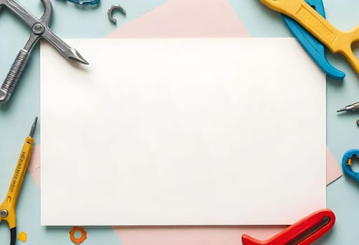 AI generated of a piece of paper that is empty, surrounded by tools
