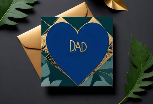 AI generated of a heart with a blue heart that says dad on it