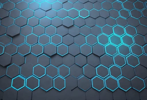 AI generated of a wall with a blue and green hexagonal pattern
