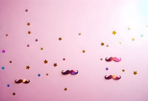 AI generated of a pink wall with a bunch of stars and pink mustaches