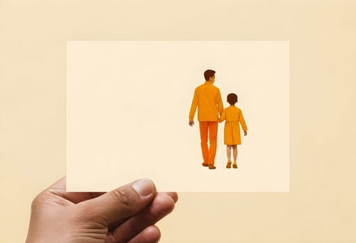 AI generated of a man and a girl are holding hands on card