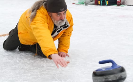 Russia, Volgodonsk - January 18, 2015: Curling. Club curling fans. Curling Club curling fans
