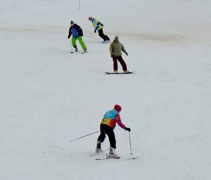 Russia, Volgodonsk - January 18, 2015: SkiingTraining ride on skis Winter sport