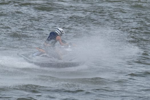 Russia, Volgodonsk - June 10, 2015: Racing on water scooters. Sports on the water.