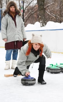 Russia, Volgodonsk - January 18, 2015: Curling. Club curling fans. Curling Club curling fans