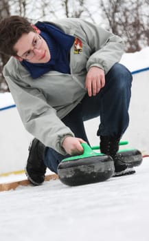 Russia, Volgodonsk - January 18, 2015: Curling. Club curling fans. Curling Club curling fans