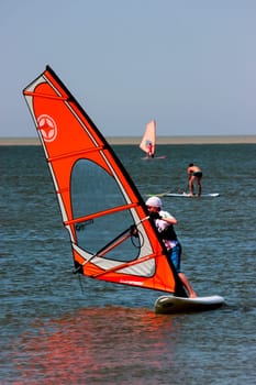 Russia, Volgodonsk - may 19, 2015: The competitions in sailing Swimming on sails