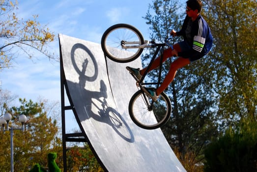 Russia, Volgodonsk - June 30, 2015: Bicycle riding. Cycling the sport accessible to all