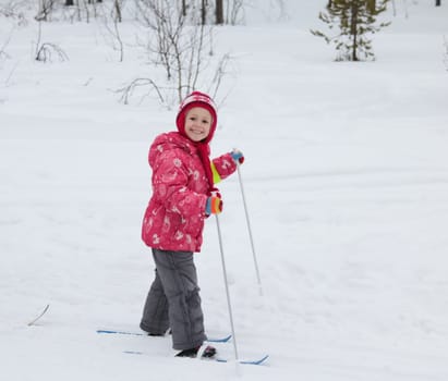 Russia, Volgodonsk - January 18, 2015: SkiingTraining ride on skis Winter sport