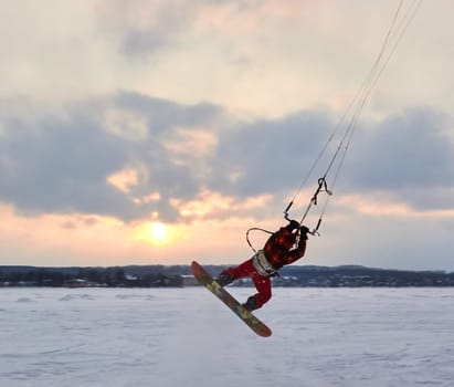 Russia, Volgodonsk - January 18, 2015: SkiingTraining ride on skis Winter sport