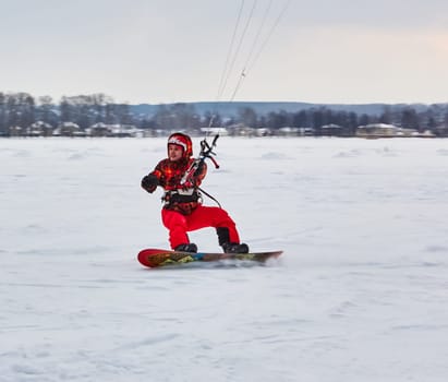 Russia, Volgodonsk - January 18, 2015: SkiingTraining ride on skis Winter sport