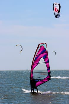 Russia, Volgodonsk - may 19, 2015: The competitions in sailing Swimming on sails
