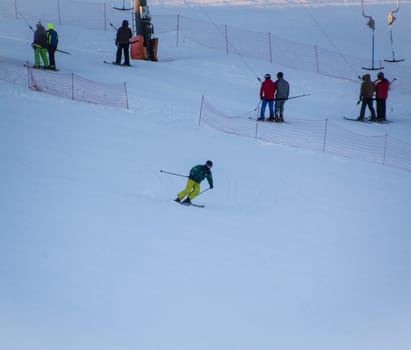 Russia, Volgodonsk - January 18, 2015: SkiingTraining ride on skis Winter sport